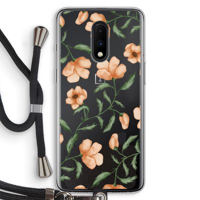 Peachy flowers: OnePlus 7 Transparant Hoesje met koord