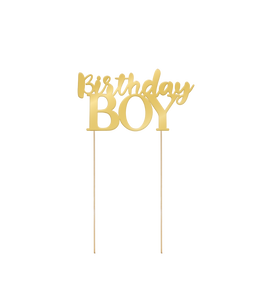 Taart Topper Birthday Boy Gold
