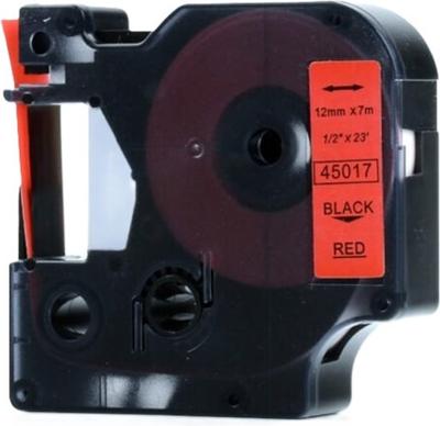 Huismerk Label Tape voor Dymo D1 45017 - Zwart op Rood | 12 mm x 7 m | S0720570 - 1 stuk