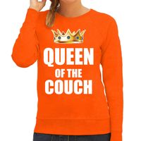 Woningsdag Queen of the couch sweater / trui voor thuisblijvers tijdens Koningsdag oranje dames 2XL  - - thumbnail