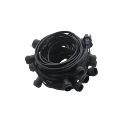 Prikkabel rubber zwart 12 meter 10x E27 fitting IP44 Perluci