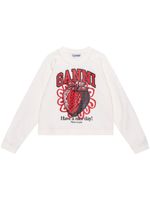 GANNI sweat en coton biologique à imprimé graphique - Blanc