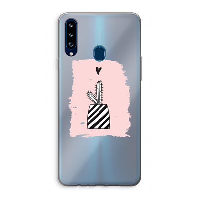 Zwart-wit cactus: Samsung Galaxy A20s Transparant Hoesje