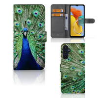 Samsung Galaxy M14 Telefoonhoesje met Pasjes Pauw - thumbnail