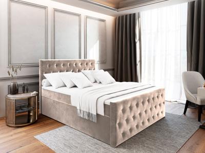 2dekans Opberg Boxspring Fluweel Fondi - incl voetbord |160 x 200 Ecru | Diverse Schade - Niet in originele verpakking - kans op meer schade