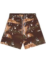 MSGM short de sport à motif camouflage - Marron