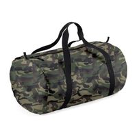 Camouflage groene ronde polyester sporttas/weekendtas 32 liter - thumbnail