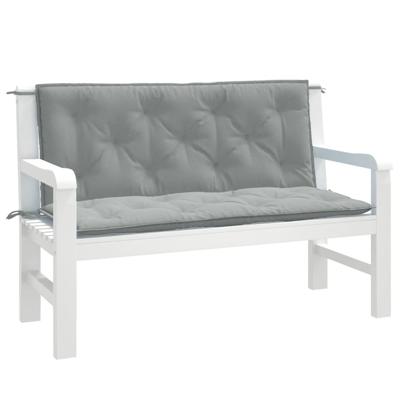 VidaXL Tuinbankkussens 2 st 120x50x7 cm stof gemêleerd lichtgrijs