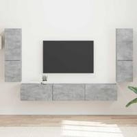 Tv-meubelset Wandgemonteerd 4 pcs Beton Grijs Bewerkt hout