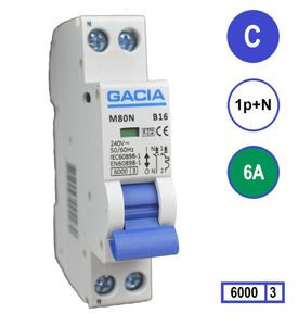 GACIA M80N-C06 installatieautomaat 1p+n C6 6kA (18mm)