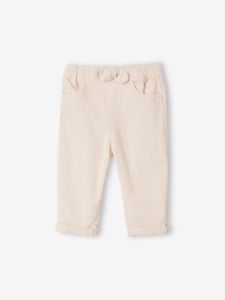 Broek met mom fit van ribfluweel ecru