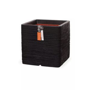 Capi plantenbak nature rib vierkant 40x40 cm zwart kblr903