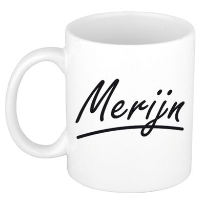 Naam cadeau mok / beker Merijn met sierlijke letters 300 ml