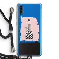 Zwart-wit cactus: Samsung Galaxy A50 Transparant Hoesje met koord Zwart-wit cactus: Samsung Galaxy A50 Transparant Hoesje met koord