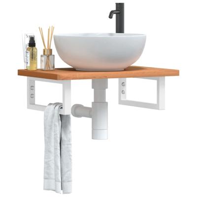 Badkamer wandschap staal en massief beukenhout