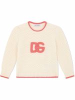 Dolce & Gabbana Kids pull en laine à logo brodé - Blanc