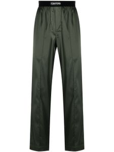 TOM FORD pantalon de pyjama en soie à taille à logo - Vert