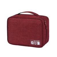 Digitale kabel tas mannen draagbare reizen gadgets Pouch Power snoer lader headset organisator (wijn rood)