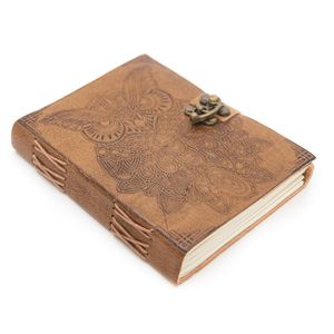Spiritueel Notitieboekje Leer met Uil (17,5 x 13 cm) - Handgemaakt