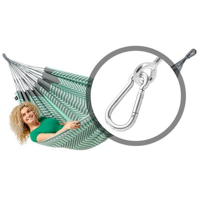 Tweepersoons hangmat met bevestiging - 350x160cm - Groen - 160kg draagkracht- 100% katoen - binnen & buiten