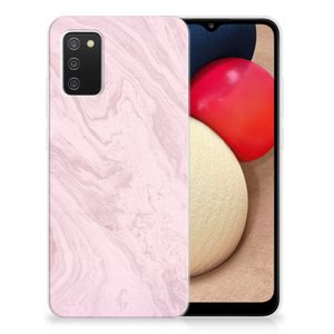 Samsung Galaxy A02s TPU Siliconen Hoesje Marble Pink - Origineel Cadeau Vriendin