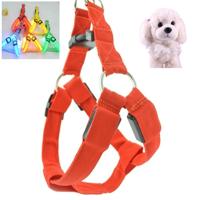 Dubbelzijdig LED licht huisdier harnas nylon kat hond borstriem leiband grootte: M (rood)