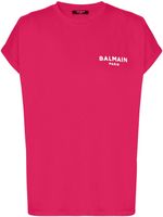 Balmain t-shirt en coton à logo floqué - Rose