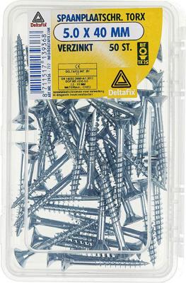 Spaanplaatschr. torx 5.0x40mm vz 50st - Deltafix
