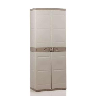 TITANIUM PLASTIKEN Kledingkast met 2 deuren en planken L70 x B44 x H176 cm Beige en Taupe bereik TITANIUM Binnen / buiten