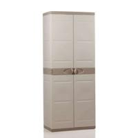 TITANIUM PLASTIKEN Kledingkast met 2 deuren en planken L70 x B44 x H176 cm Beige en Taupe bereik TITANIUM Binnen / buiten