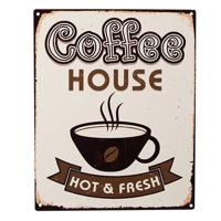 Clayre & Eef Tekstbord 20x25 cm Beige Bruin Ijzer Coffee house - thumbnail