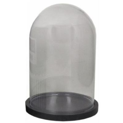 Glazen decoratie stolp op plateau - zwart - 16 cm - Home Deco stolpen
