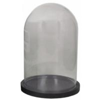 Glazen decoratie stolp op plateau - zwart - 16 cm - Home Deco stolpen
