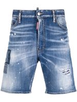 DSQUARED2 short en jean à effet usé - Bleu