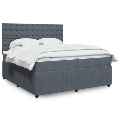 Boxspring met matras fluweel donkergrijs 200x200 cm