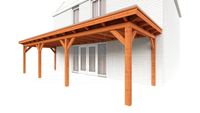 Trendhout Aanbouwveranda Lucca 955x325 cm - Plat dak- - Onbehandeld lariks Douglas hout- Trendhout