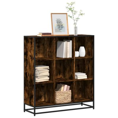 Boekenkast 97,5x33x107,5 cm hout en metaal gerookt eikenkleurig