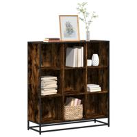 Boekenkast 97,5x33x107,5 cm hout en metaal gerookt eikenkleurig