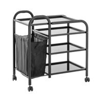 Cosmeticatrolley met waszak 5 L - 4 Glazen liggers - Zwart Cosmeticatrolley met waszak 5 L - 4 Glazen liggers - Zwart