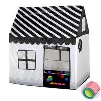 Huishoudelijke kinderen afdrukken spelen tent kleine game huis met mat (zwart wit)