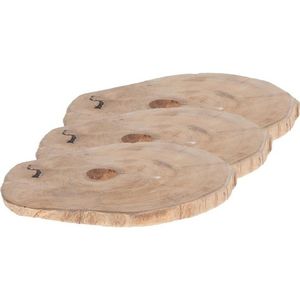 3x Woondecoratie teak houten boomschijven 23 x 2 cm   -