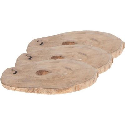 3x Woondecoratie teak houten boomschijven 23 x 2 cm