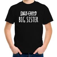 Correctie only child big sister grote zus cadeau t-shirt zwart meisjes - Aankondiging broer of zus - thumbnail