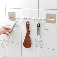 6 haken rek aan de muur gemonteerde kapstok hanger keukengerei handdoek ophangstandaard multifunctionele zelfklevende badkamerdeurhaak Lightinthebox