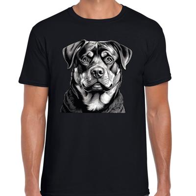 Cadeau/verkleed T-shirt heren - zwart - Rottweiler hond - honden liefhebber