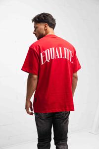 Equalité Oliver Oversized T-Shirt Heren Rood/Wit - Maat XS - Kleur: RoodWit | Soccerfanshop