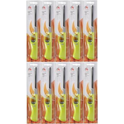 Gasaansteker - 10x - navulbaar - 26 cm - groen - BBQ aanstekers
