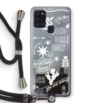 Good vibes: Samsung Galaxy A21s Transparant Hoesje met koord