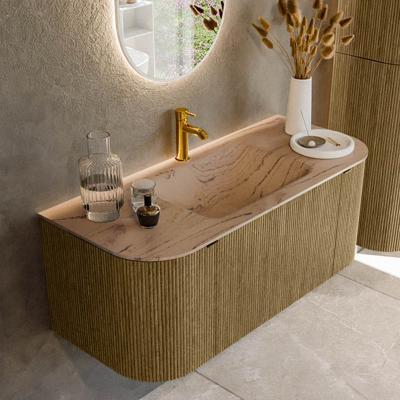 Badmeubel Mondiaz Kurve-Dlux | 110 cm | Meubelkleur Dusk | Wastafelkleur Arena | Solid surface | Wasbak midden spoelbak | 1 kraangat