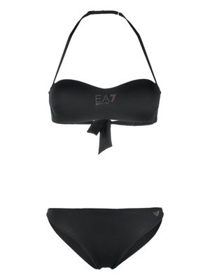 Ea7 Emporio Armani bikini à logo orné de cristaux - Noir